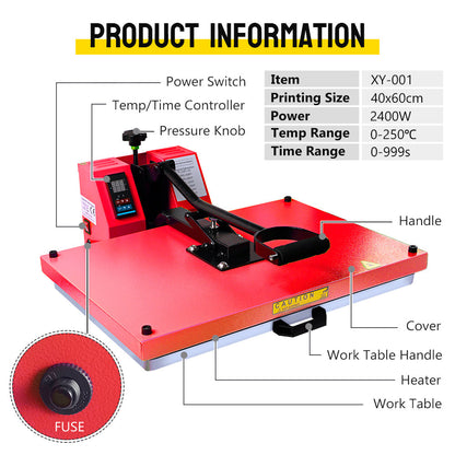 Heatpress - Modell XY-001 -  40 x 50 & 40 x 60